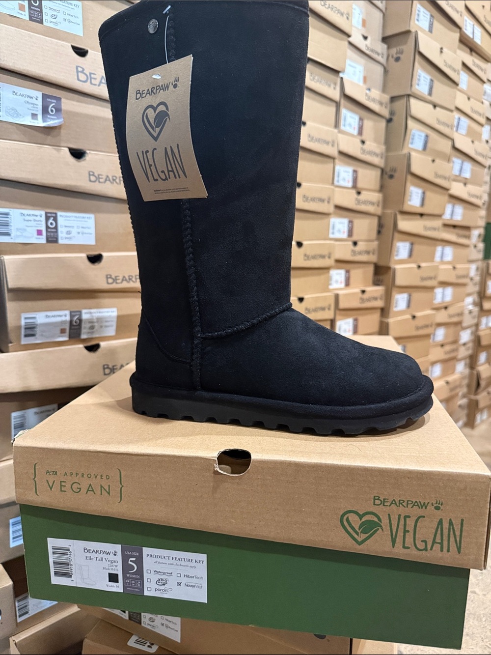 BearPaw Black Vegan Tall Women's Boots